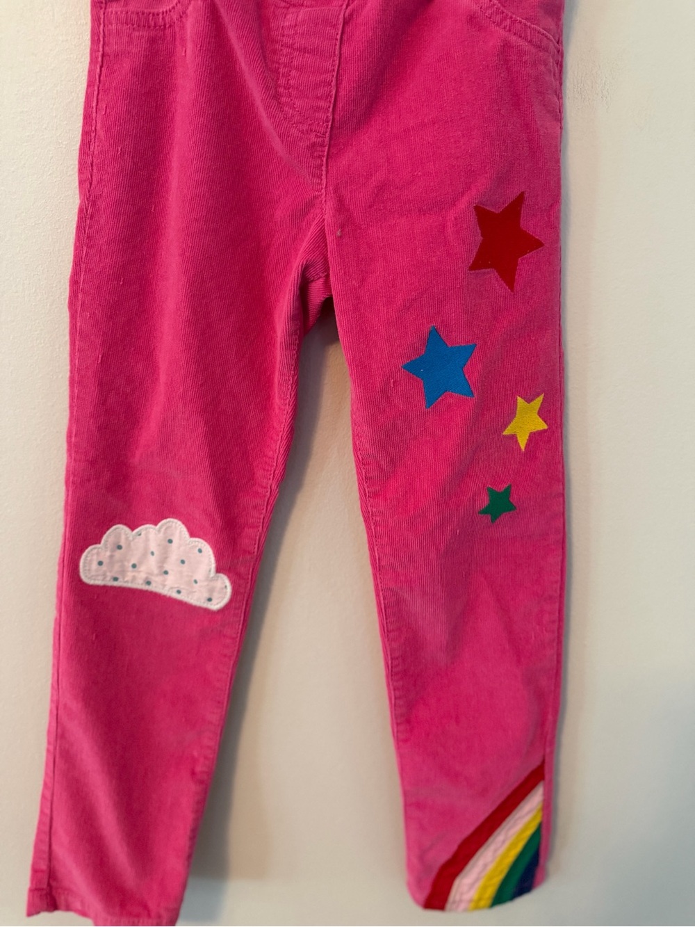 Mini Boden Pink Star & Rainbow Corduroy Pants - Picture 2 of 3